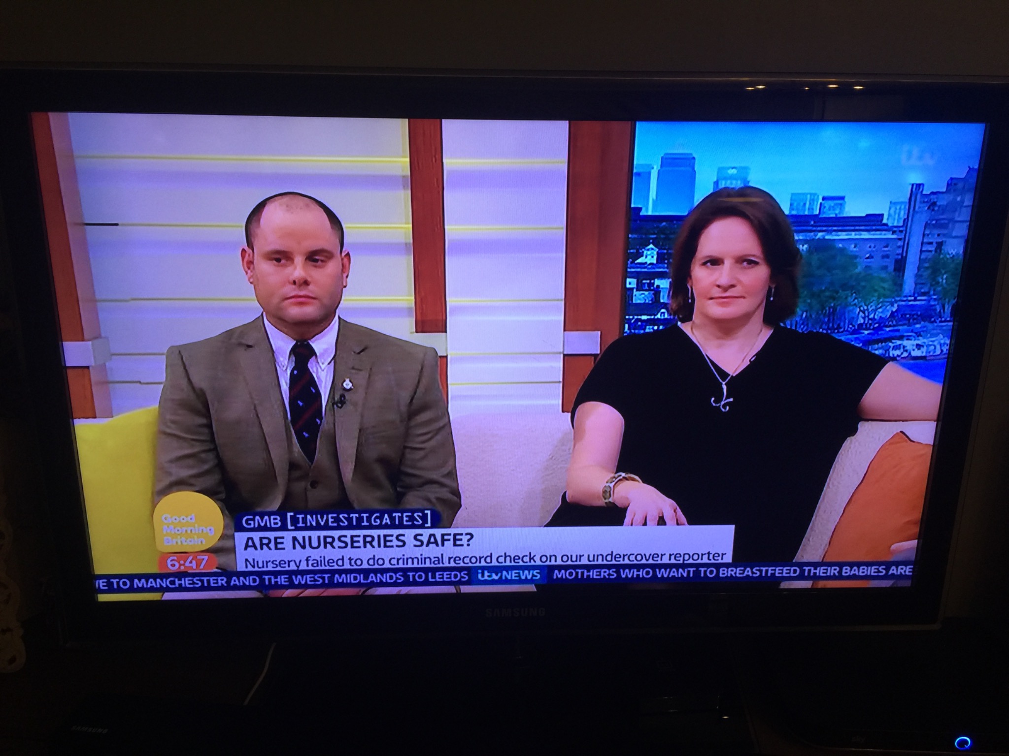 Mark Ardron appearing on ITV’s Good Morning Britain during a discussion about nursery safety